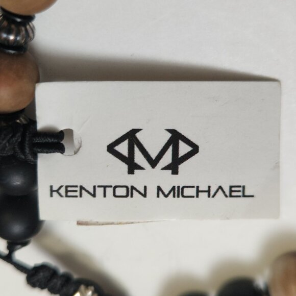 NWT Kenton Michael Petrified Wood & Sterling Silver Bracelet Pull Fit 8mm Beads - Picture 11 of 12